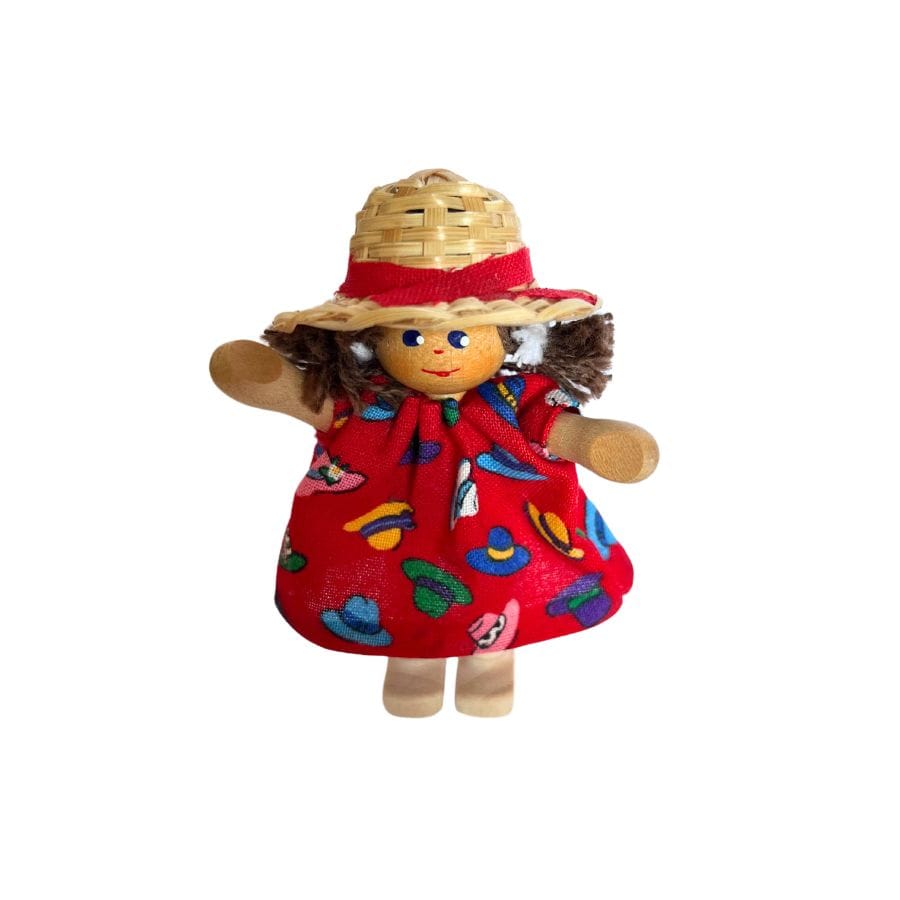 Annedore Krebs Puppen, Spielkombinationen & Spielzeugfiguren Puppenhaus Püppchen Mädchen mit Zöpfen, Haare braun, Strohhut