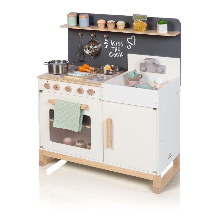 Musterkind Kinderküche Weiß Musterkind Kinderküche Linum weiß/natur – Skandinavische Spielküche aus Holz ab 3 Jahren