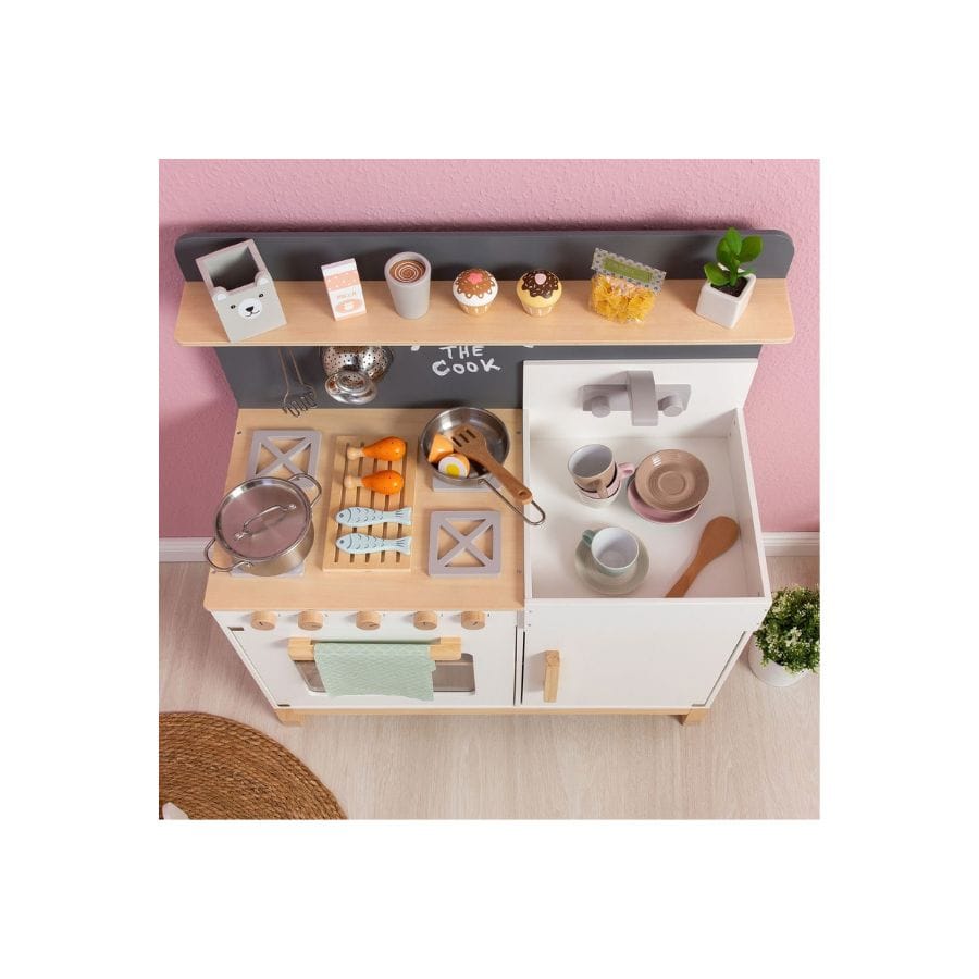 Musterkind Kinderküche Musterkind Kinderküche Linum weiß/natur – Skandinavische Spielküche aus Holz ab 3 Jahren