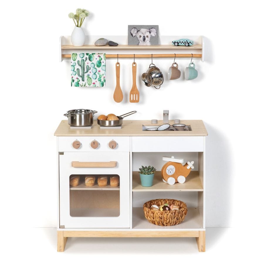 Musterkind Kinderküche Weiß Musterkind Spielküche Magnolia weiß/natur – Skandinavische Kinderküche aus Holz ab 3 Jahren