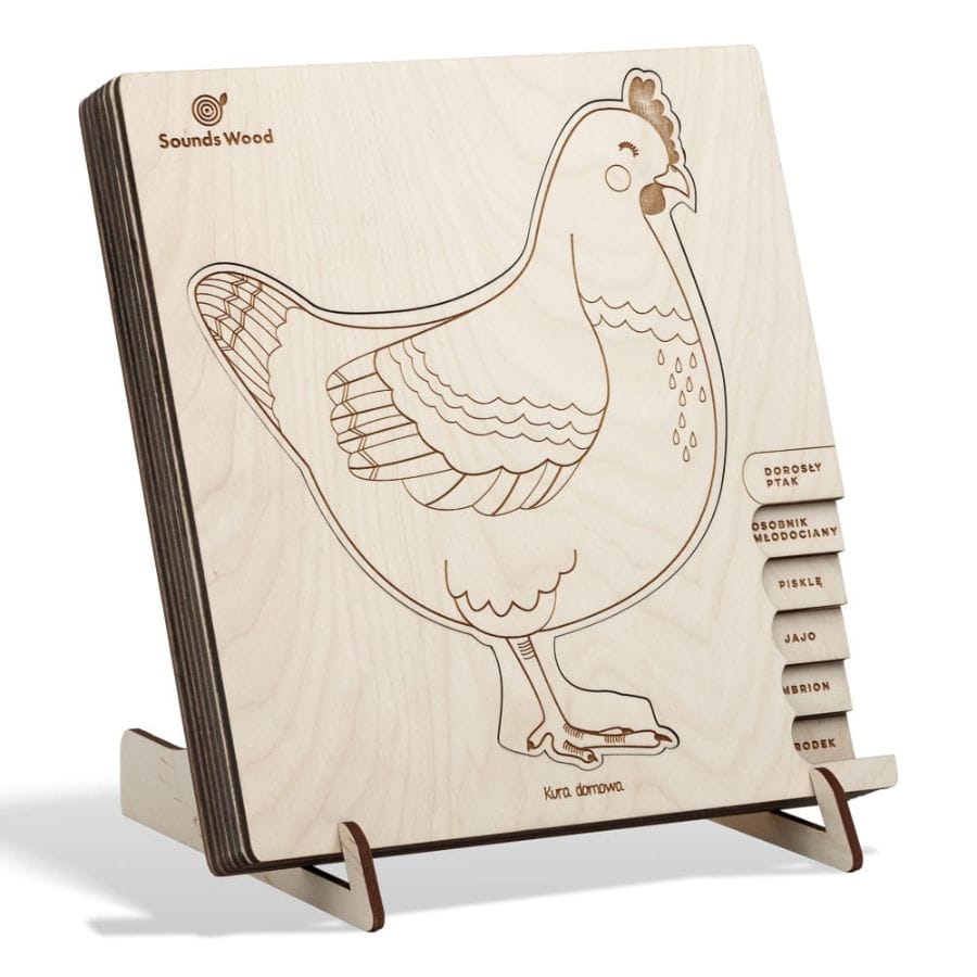 Stuka Puka Puzzles Sounds Wood Lernpuzzle „Hühnchen raus!“ – Holz-Schichtpuzzle Lebenszyklus Huhn ab 3 Jahren