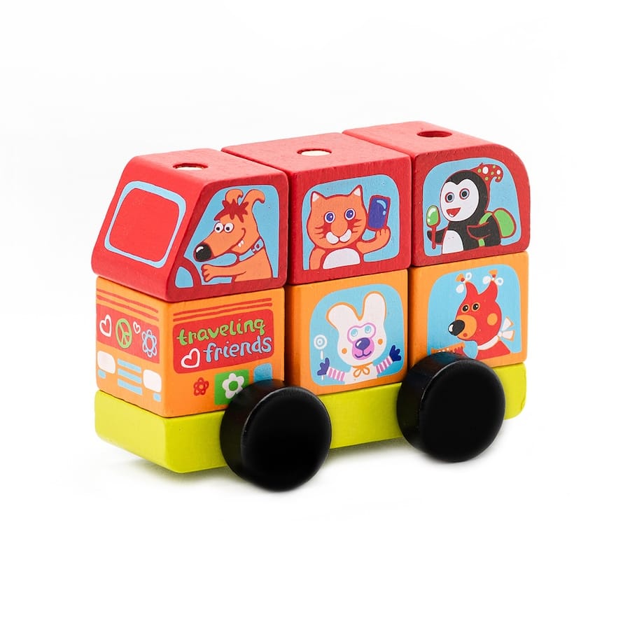 Cubika Bausteine & Bauspielzeug Mini-Bus "Glückliche Tiere" Cubika
