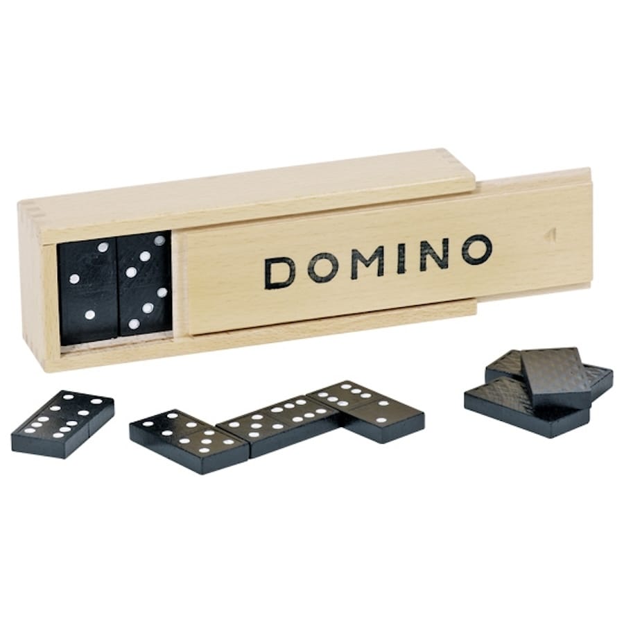Goki Legespiele 28 Dominospiel im Holzkasten
