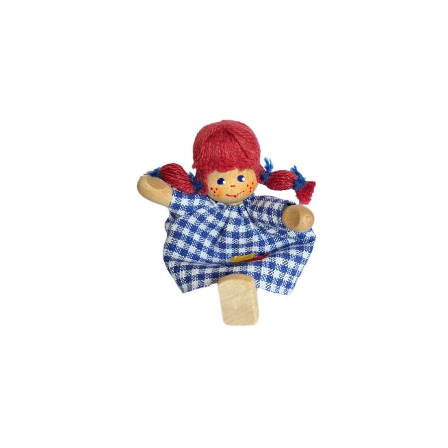 Annedore Krebs Puppen, Spielkombinationen & Spielzeugfiguren Puppenhaus Püppchen Mädchen mit Zöpfen, Haare rot - Pippi, Ringelsocken