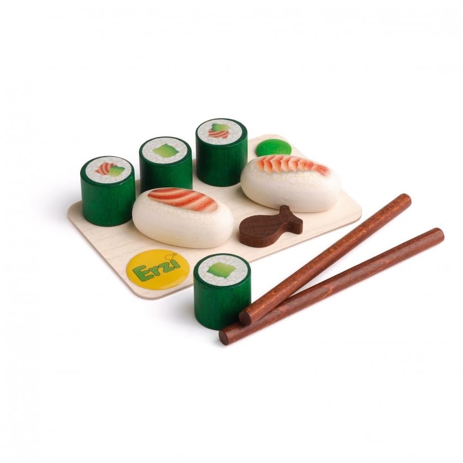 Erzi Spielzeuglebensmittel Erzi Holz-Sushi-Set – 11-teilig für Kaufladen & Kinderküche ab 3 Jahre