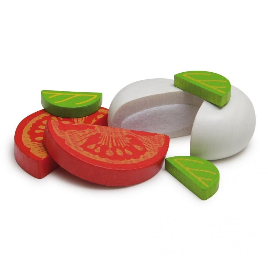 Erzi Einkaufsladen Erzi Mozzarella & Tomate in der Dose – Spiellebensmittel aus Holz für Kinderküche & Kaufladen, ab 3 Jahren