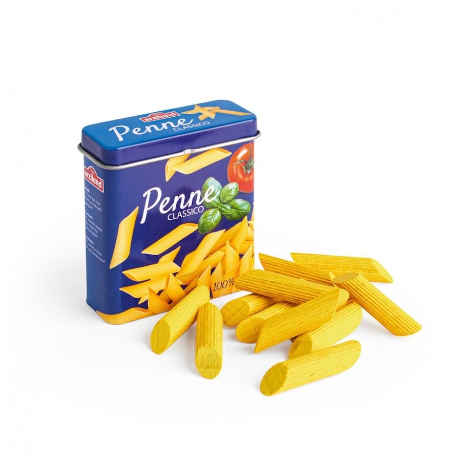 Erzi Spielzeuglebensmittel Nudeln in der Dose Penne