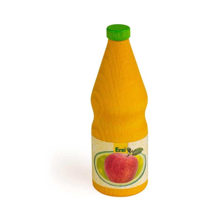 Erzi Spielzeuglebensmittel Erzi Apfelschorle – Holzflasche für Kaufladen & Kinderküche, ab 3 Jahren