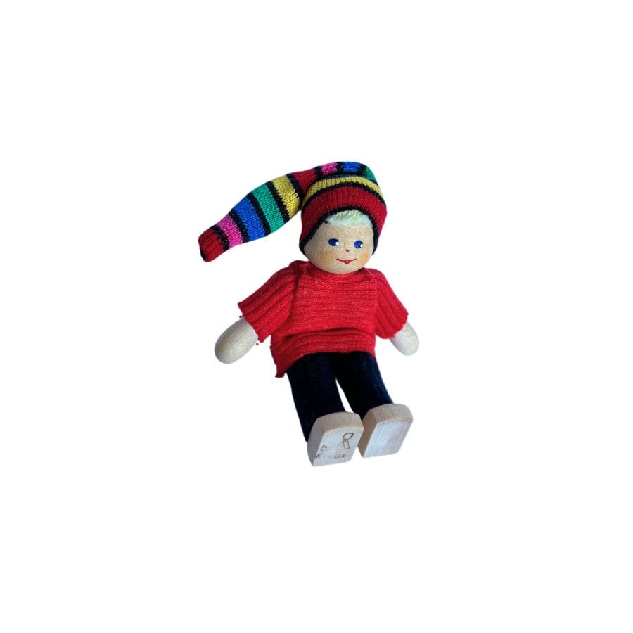 Annedore Krebs Puppen, Spielkombinationen & Spielzeugfiguren Annedore Krebs - Püppchen Junge mit Ringelmütze – handgefertigte Holzfigur, Made in Germany, ab 3 Jahre