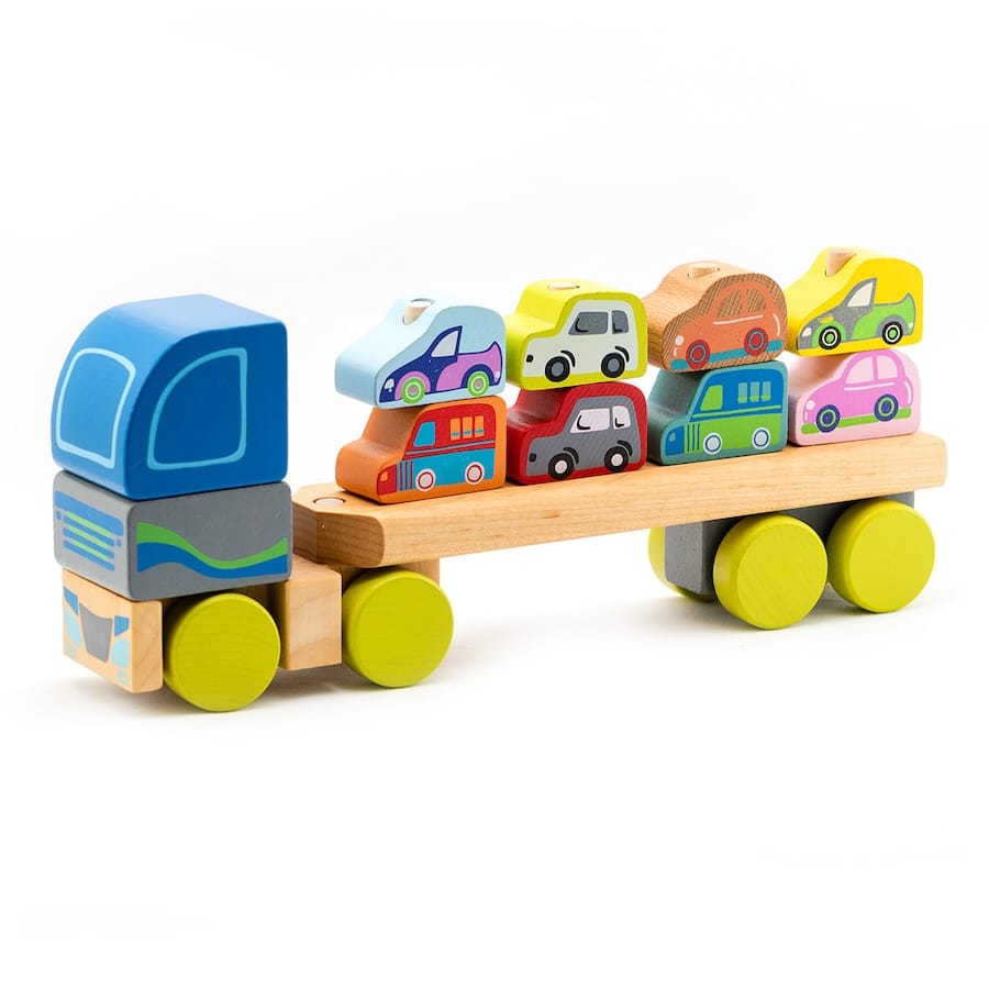 Cubika Holzfahrzeug Lkw mit Autos