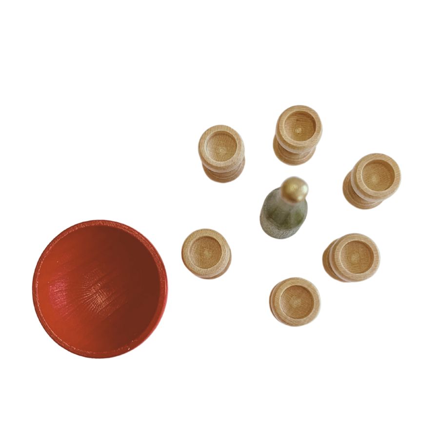 Rülke Weinservice & Obstschale aus Holz – Puppenhauszubehör, ab 3 Jahre