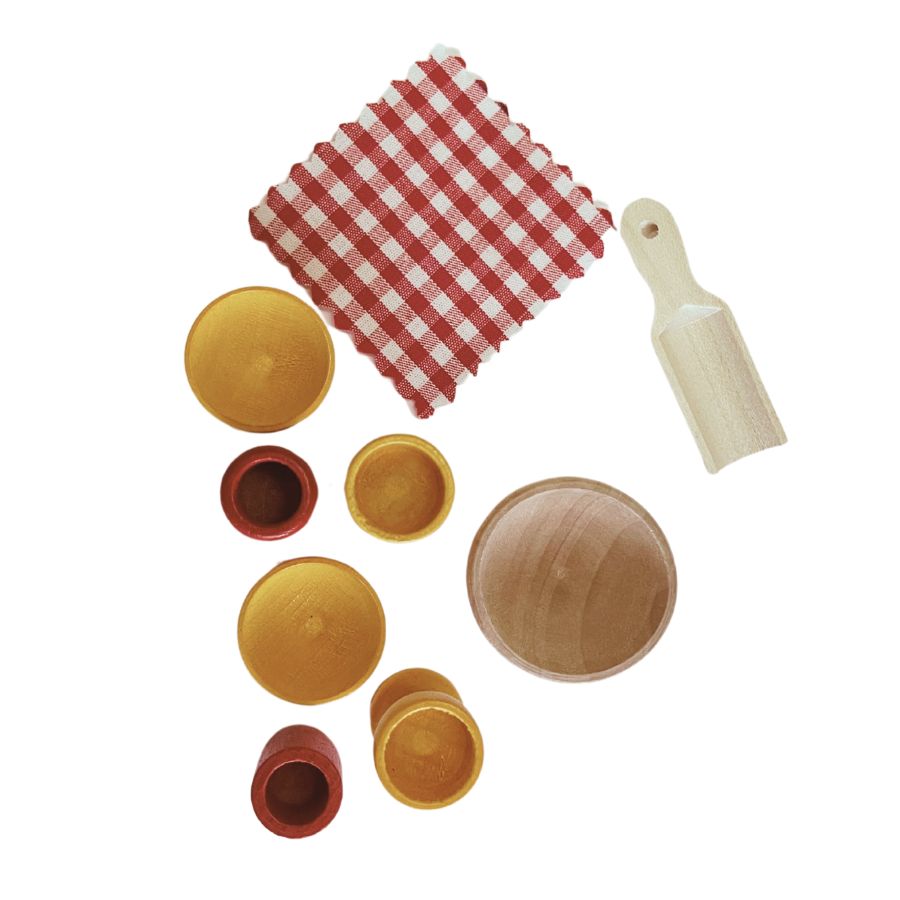 Rülke Schüssel- & Becherset aus Holz – Puppenhauszubehör, ab 3 Jahre