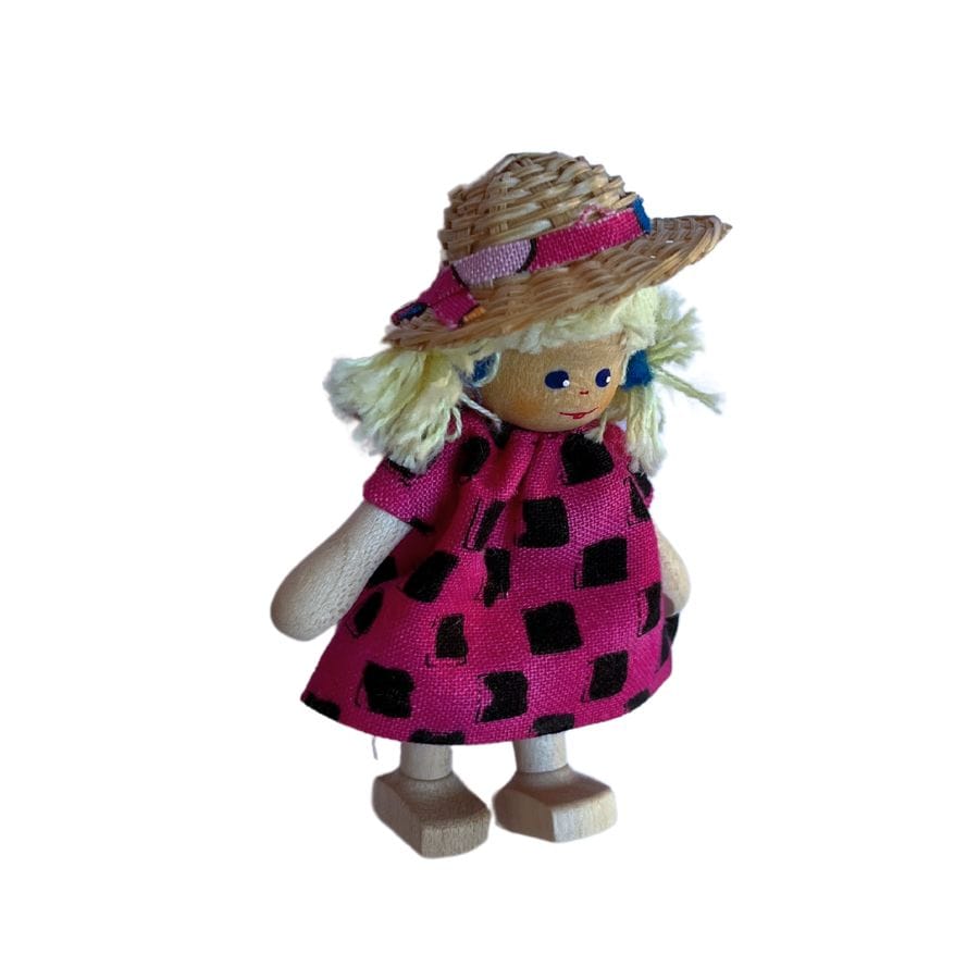 Annedore Krebs Puppen, Spielkombinationen & Spielzeugfiguren Puppenhaus Püppchen Mädchen mit blonden Haaren, Strohhut