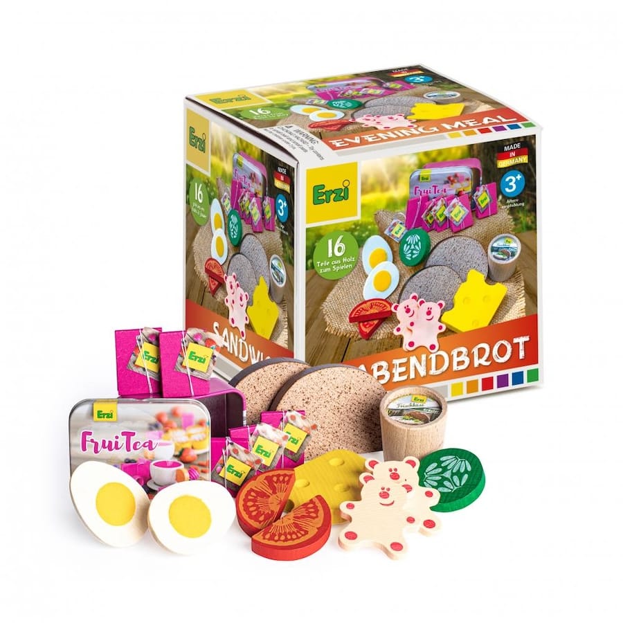 Erzi Einkaufsladen Erzi Holz-Sortierung Abendbrot, für den Kaufladen & Kinderküche, ab 3 Jahren