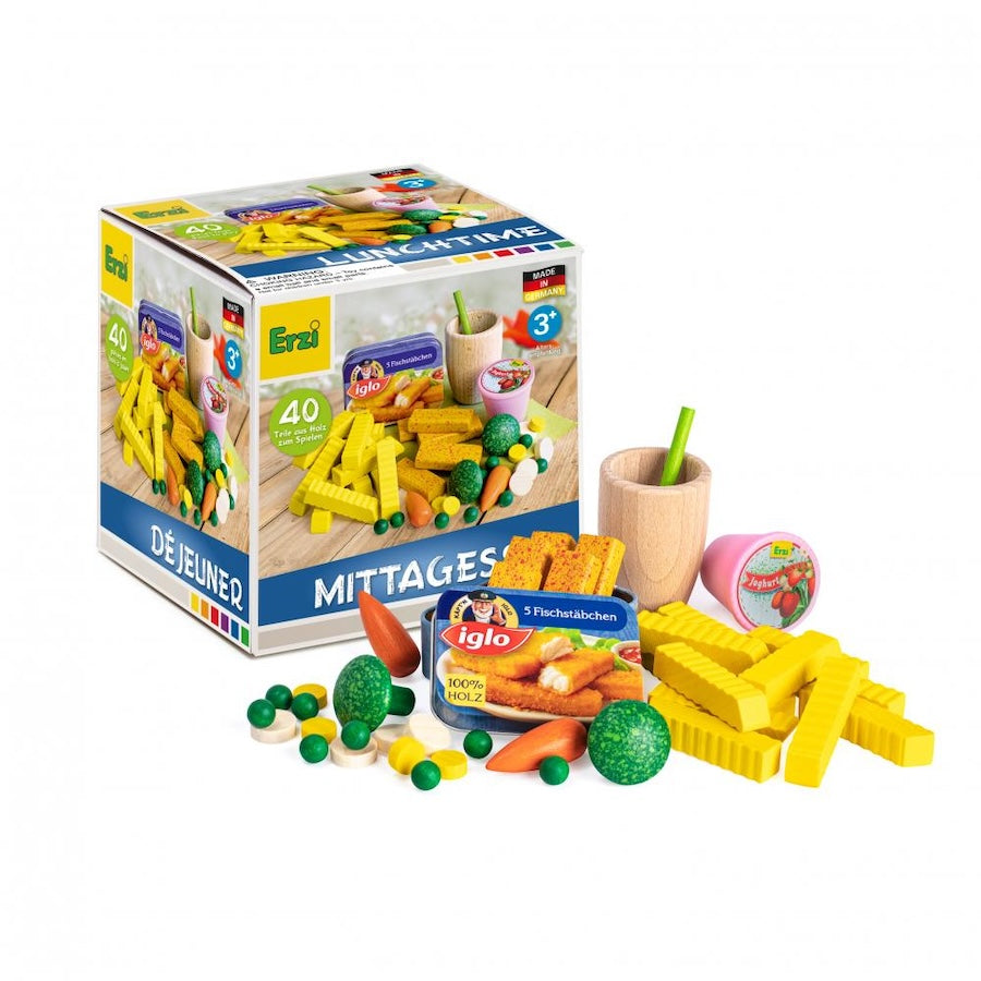 Erzi Holz-Sortierung Mittagessen, für den Kaufladen & Kinderküche,  ab 3 Jahren