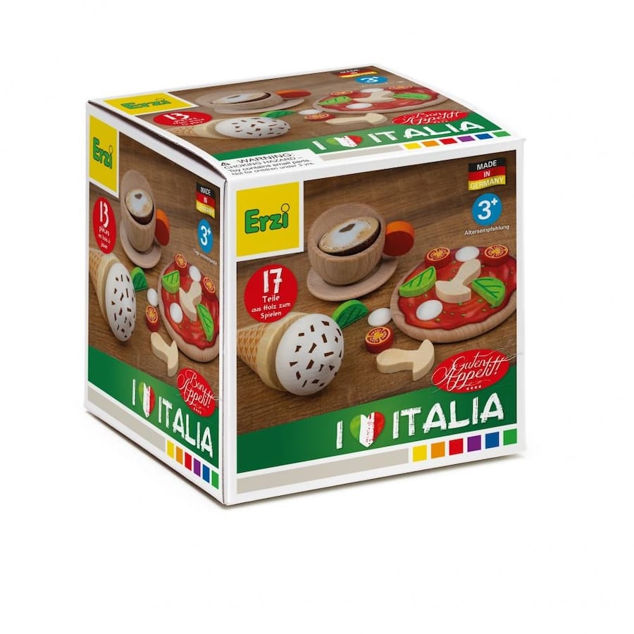 Erzi Spielzeuglebensmittel Erzi Holz-Spielset „Italienisches Sortiment“ – 17 Teile ab 3 Jahre Kaufladen & Kinderküche