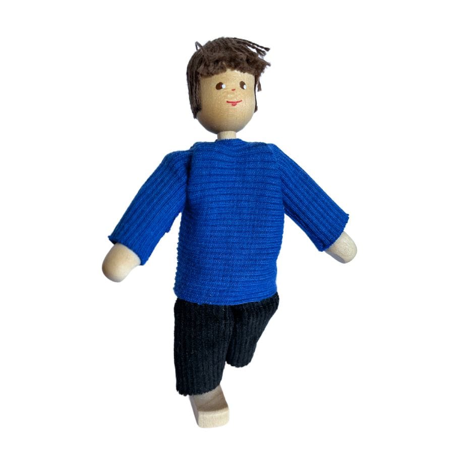 Annedore Krebs Puppen, Spielkombinationen & Spielzeugfiguren Puppenhaus Püppchen Papa mit blauem Pullover