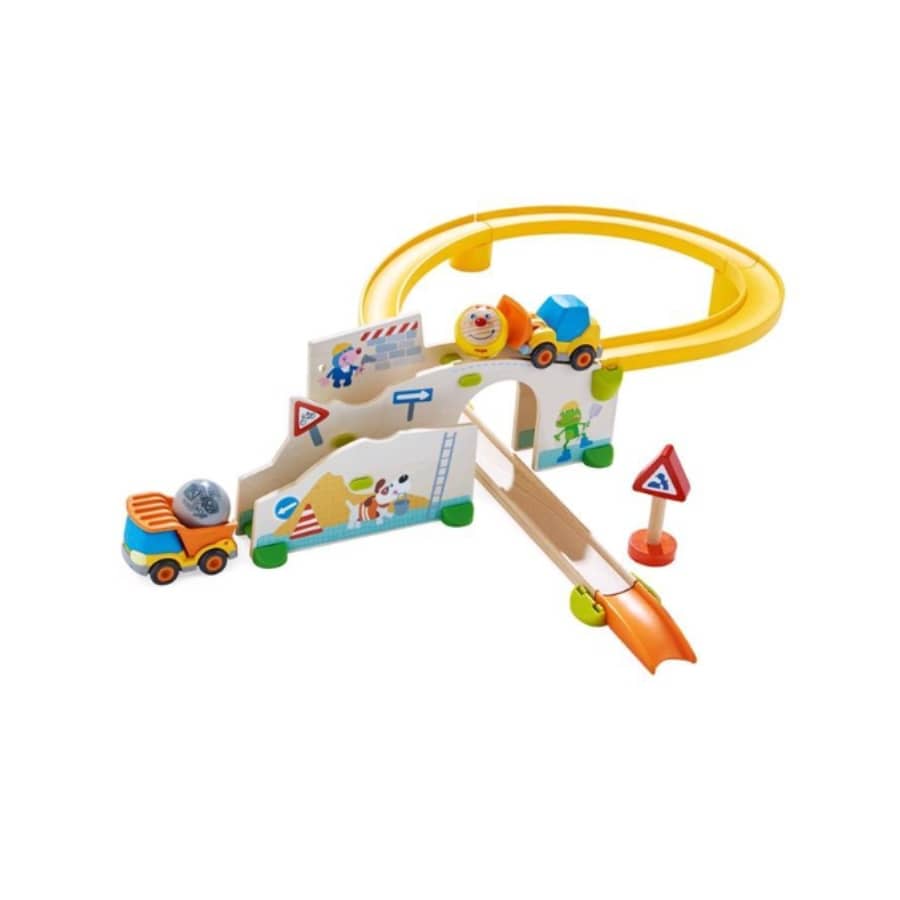 Haba Kugelbahn HABA Kullerbü Spielbahn „Auf der Baustelle“ – Kugelbahn mit Radlader & Muldenkipper