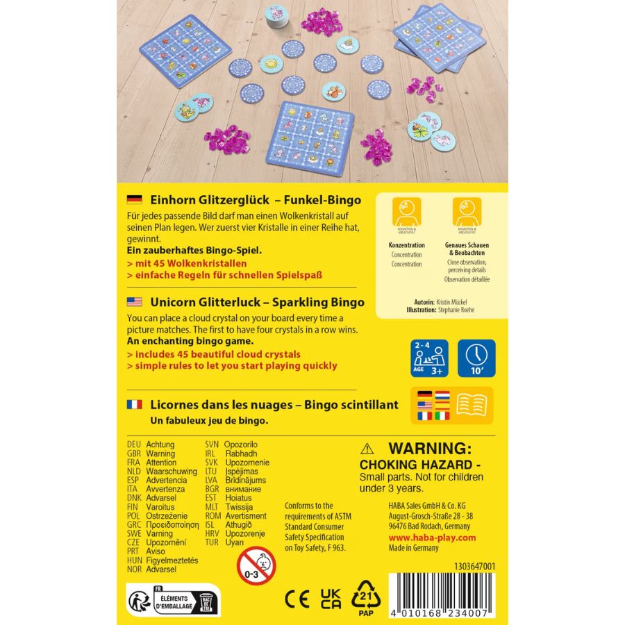 Einhorn Glitzerglück Funkel-Bingo