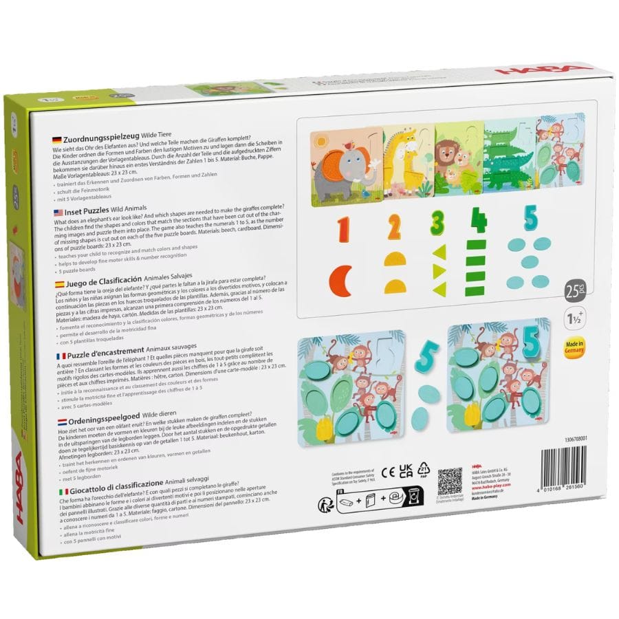 HABA Legespiele HABA Zuordnungsspiel „Wilde Tiere“ – Lernspiel ab 18 Monate