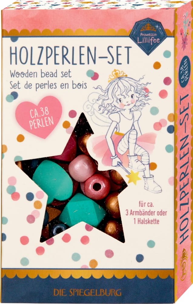 Spiegelburg Fädelspiel Holzperlen-Set - Prinzessin Lillifee (Glitter&Gold)