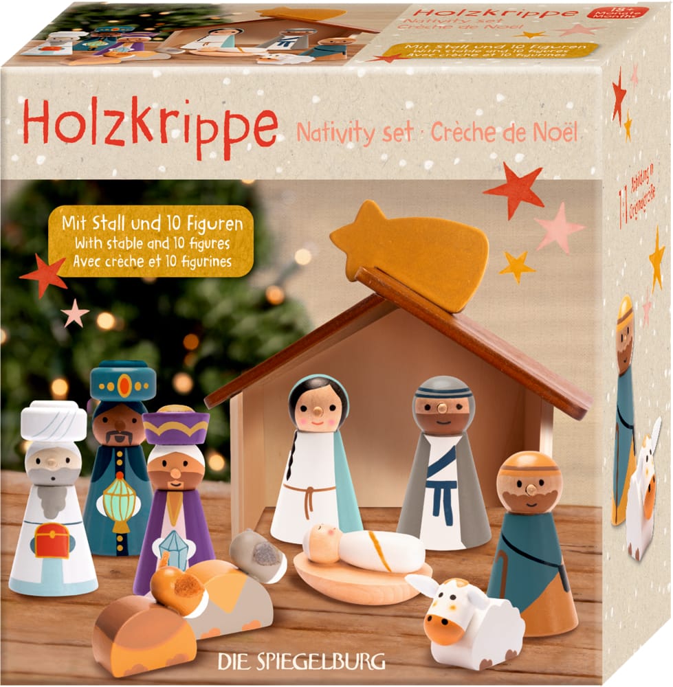 Spiegelburg Weihnachtskrippe Holzkrippe - Winterzauber im Weihnachtswald - Spielkrippe