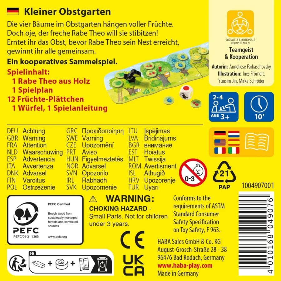 HABA Lernspielzeug HABA Kleiner Obstgarten – Kooperatives Sammelspiel ab 3 Jahren