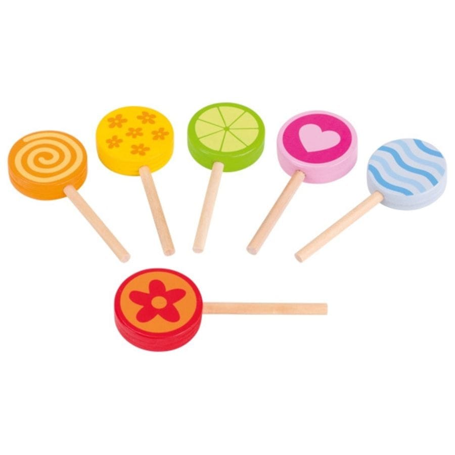 Goki Spielzeuglebensmittel Goki Lolli-Set aus Holz – 6-teilig, Kaufladen, ab 3 Jahren