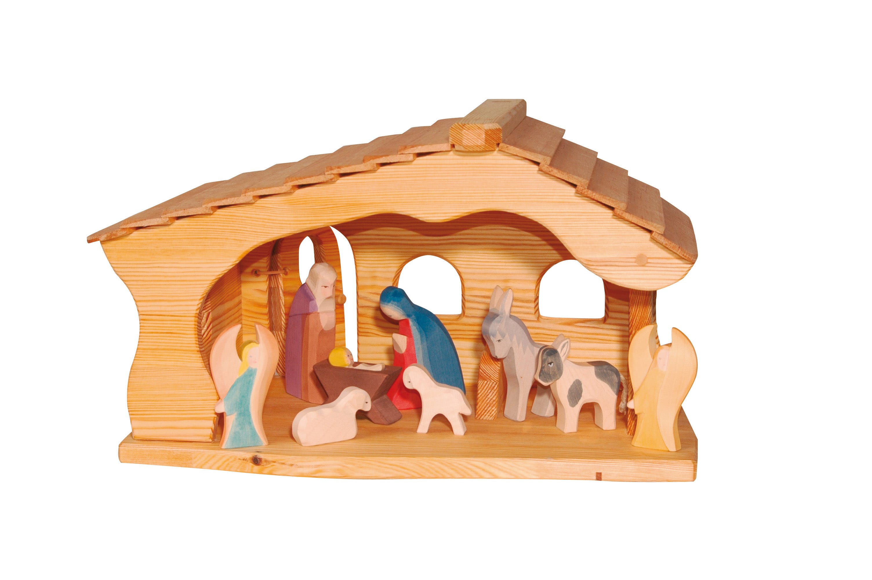 Ostheimer Holzfiguren Ostheimer Weihnachten Ostheimer Stall Krippenstall - Erlenholz - auch als Bauernhof verwendbar, ab 3 Jahre