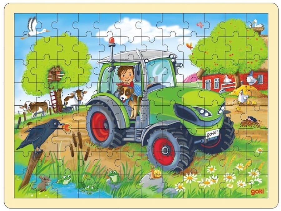 Goki Puzzle Einlegepuzzle Traktor 96 Teile