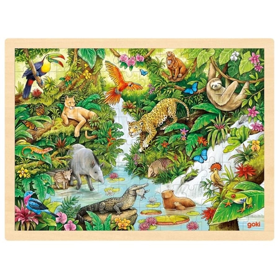 Goki Puzzle Einlegepuzzle Im Dschungel 96 Teile