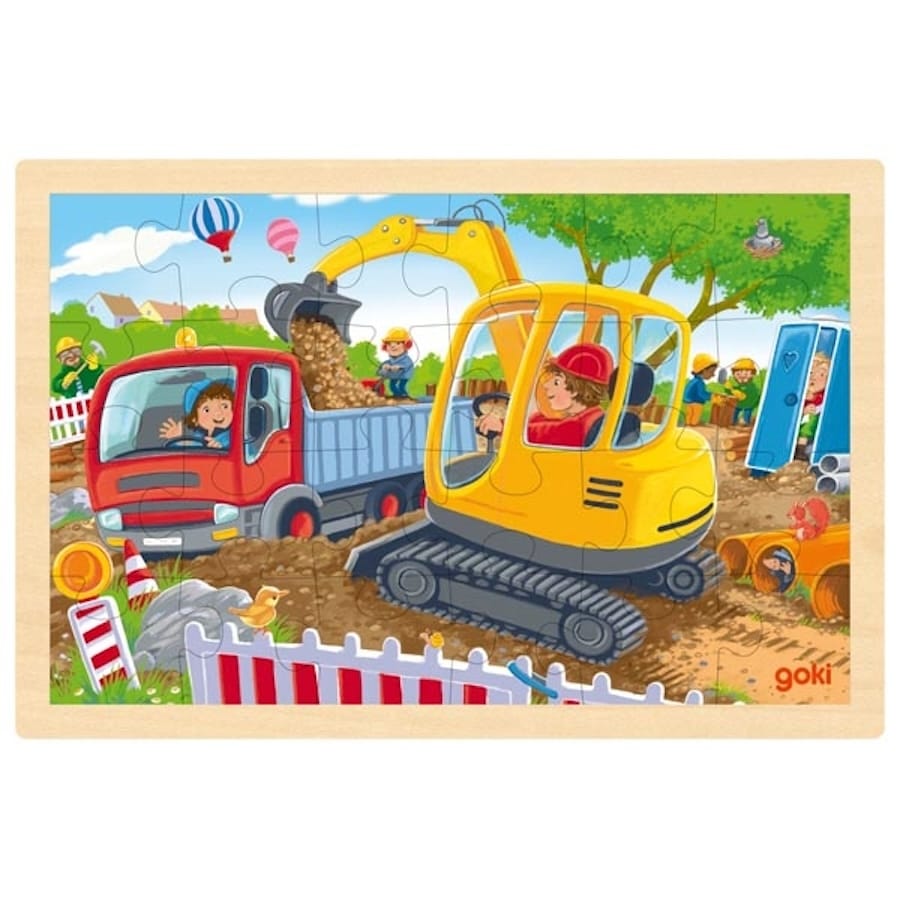 Goki Puzzle Einlegepuzzle Bagger 24 Teile