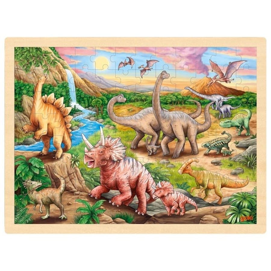 Goki Puzzle Einlegepuzzle Dinosaurierwanderung 96 Teile