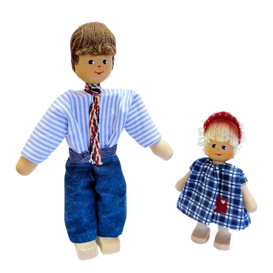 Annedore Krebs Puppen, Spielkombinationen & Spielzeugfiguren Annedore Krebs - Puppenhaus Püppchen Papa mit gestreiftem Hemd 12,5 cm, ab 3 Jahre
