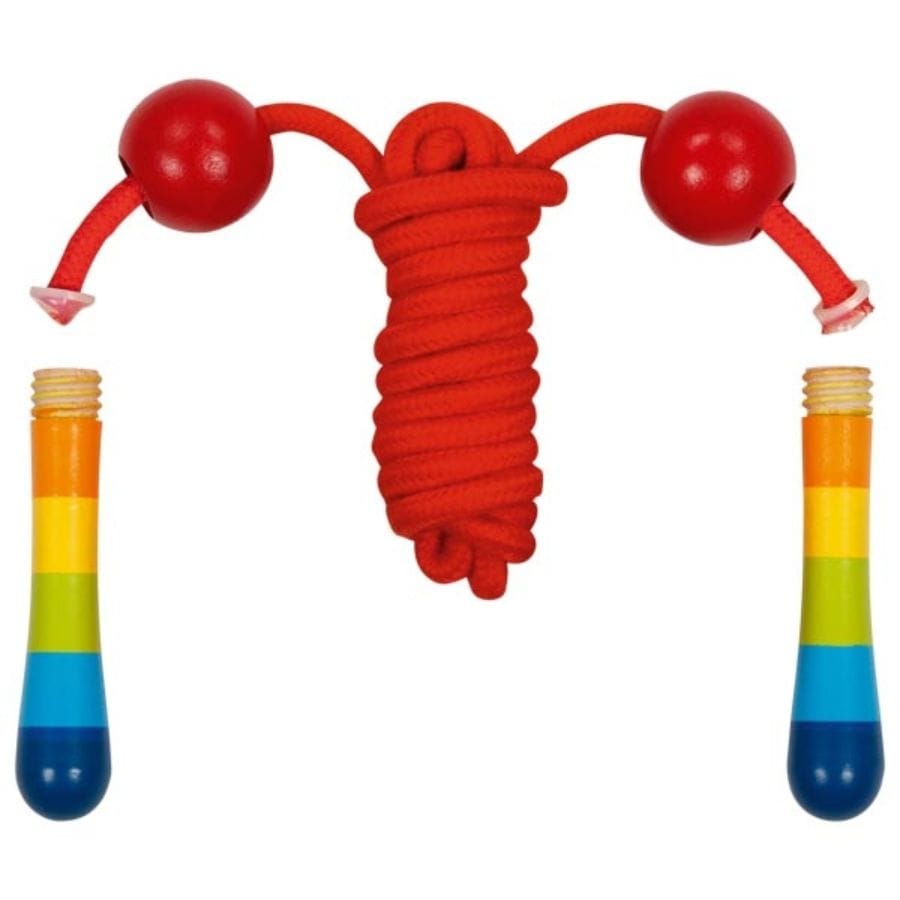 Goki Geschicklichkeitsspiele Goki Springseil Regenbogen – Kindgerechtes Springseil, Längenverstellbar, 200 cm