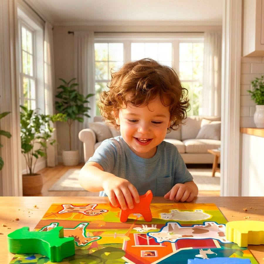 HEROS Lernspielzeug Heros Amazing Animals – Erstes Brettspiel mit 16 Holztiere für Kinder ab 2 Jahren