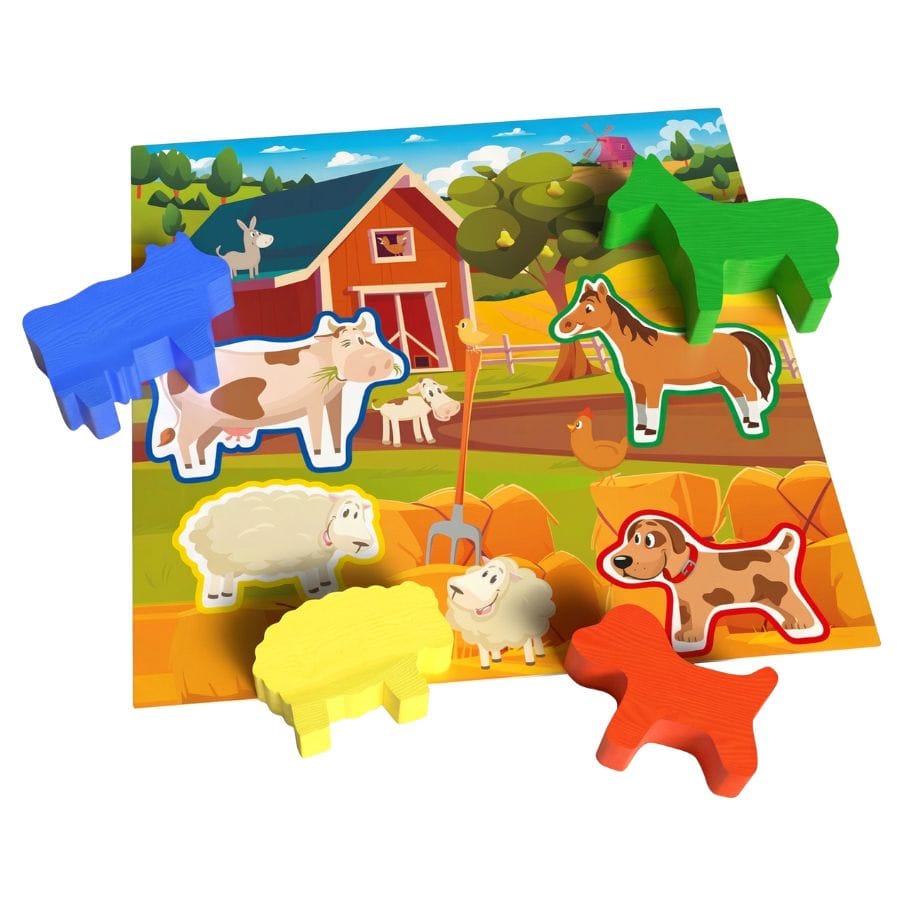 HEROS Lernspielzeug Heros Amazing Animals – Erstes Brettspiel mit 16 Holztiere für Kinder ab 2 Jahren