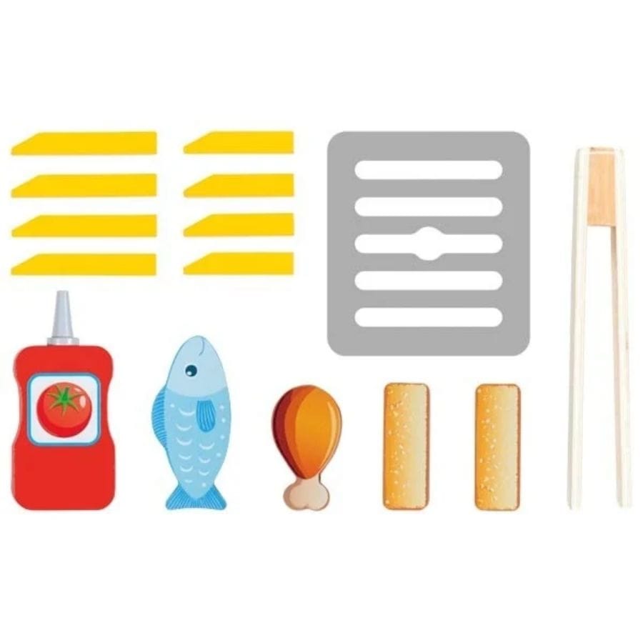 Goki Kinderküche goki Airfryer aus Holz mit Zubehör – Spielzeug-Heißluftfritteuse, ab 3 Jahre