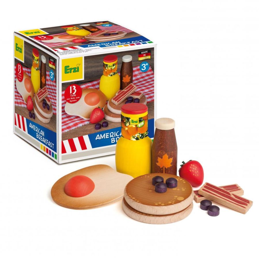 Erzi American Breakfast Holzsortierung – Spielküche & Kaufladen, ab 3 Jahre