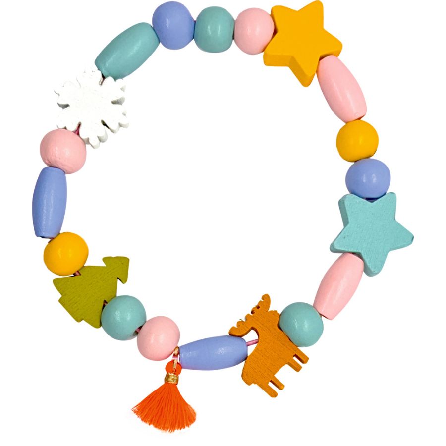 Spiegelburg DIY-Holzperlen-Armband – Wintertiere im Weihnachtswald