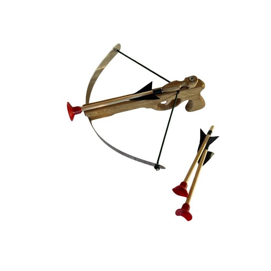 Holzkönig Sportspielzeuge Holzkönig Kleine Armbrust 28 cm mit 3 Saugnapfpfeilen, Eichenholz