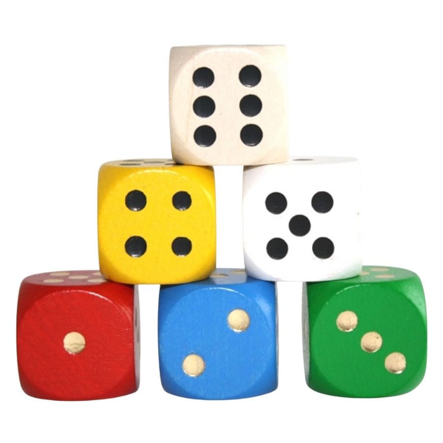 weible Spiele Gesellschaftsspiel Weible Holzwürfel 30 mm – Farbige Spielwürfel aus Ahornholz, ab 4 Jahre