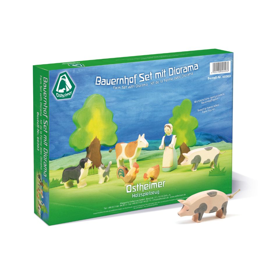 Ostheimer Bauernhof-Set Diorama – 8-teiliges Holzfiguren-Set ab 3 Jahren