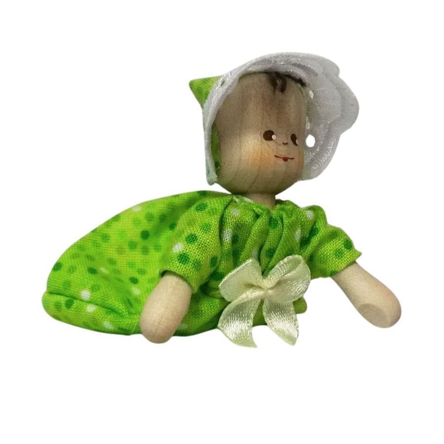 Annedore Krebs Puppen, Spielkombinationen & Spielzeugfiguren Baby, Kleid grün