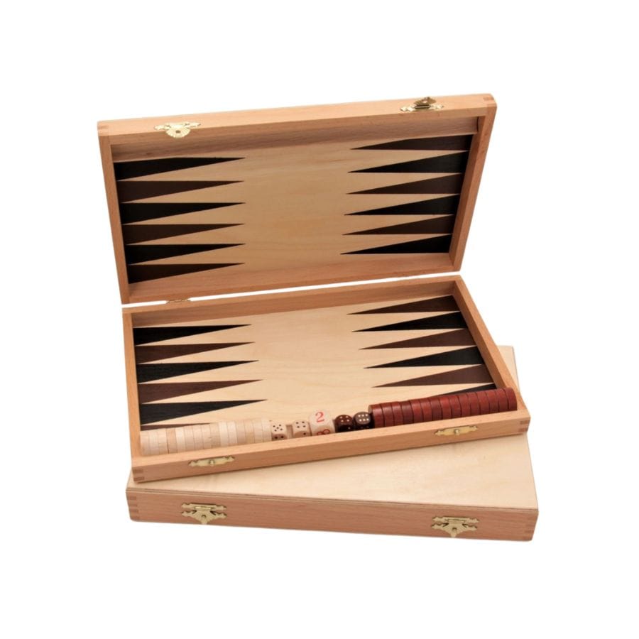 weible Spiele Gesellschaftsspiel Weible Backgammon-Set aus Buche mit Steinablage – Spielklassiker ab 6 Jahre