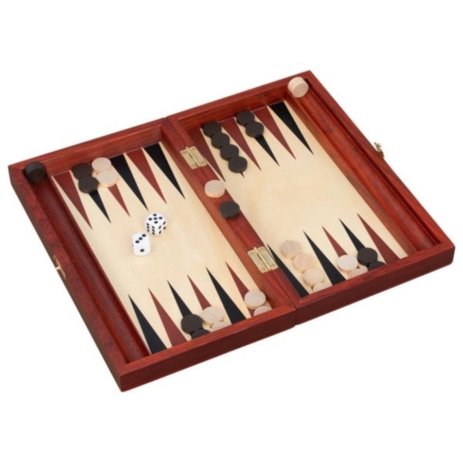 Goki Gesellschaftsspiel Goki Backgammon im Holzkasten ab 6 Jahren – Klassisches Strategiespiel