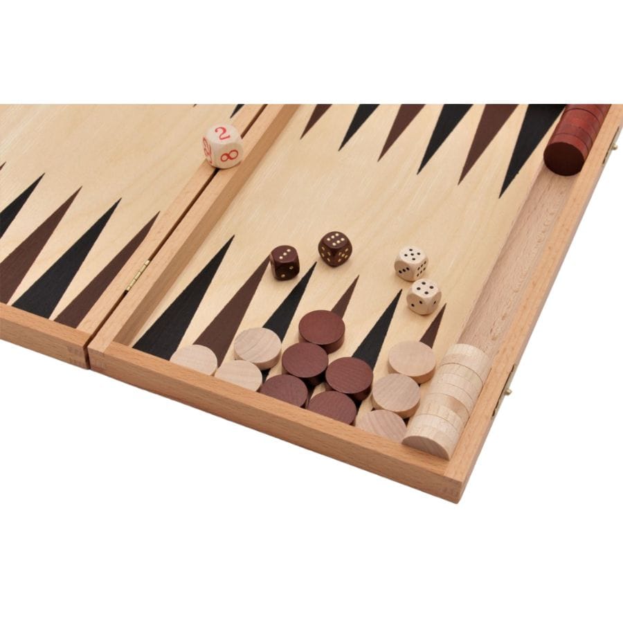 weible Spiele Gesellschaftsspiel Weible Backgammon-Set aus Buche mit Steinablage – Spielklassiker ab 6 Jahre