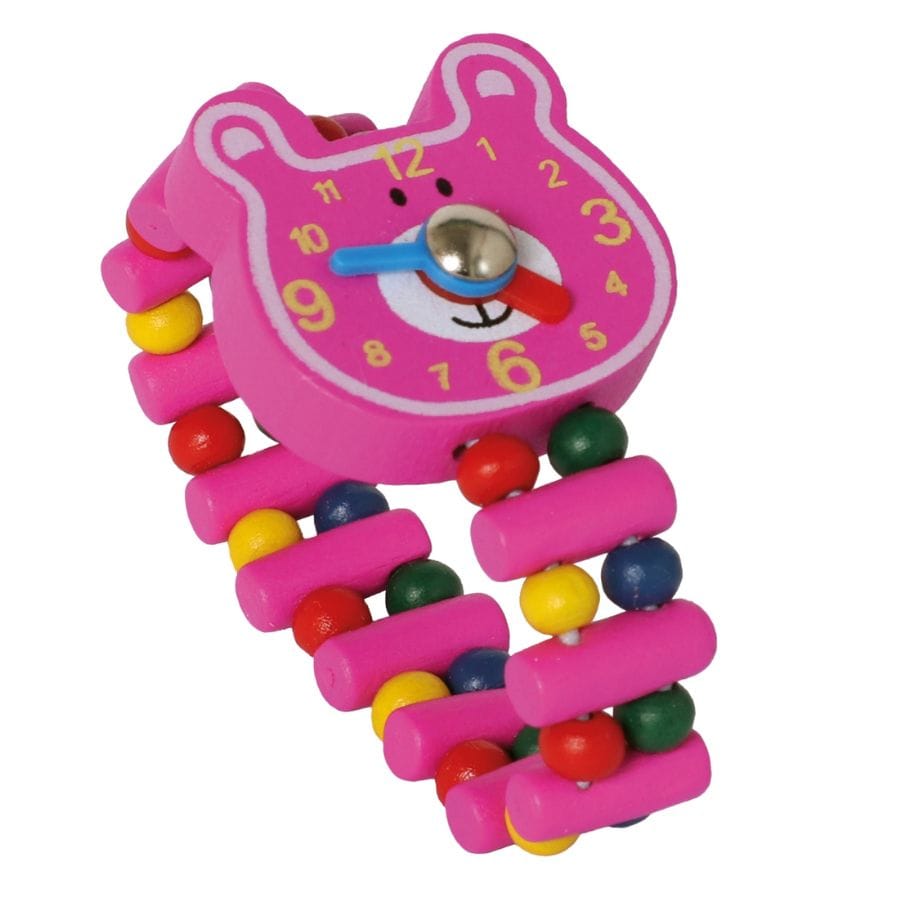 Bartl Kinderschmuck Bär pink Bartl Holzuhr Holzarmbanduhr Tier – Lernuhr für Kinder ab 3 Jahren