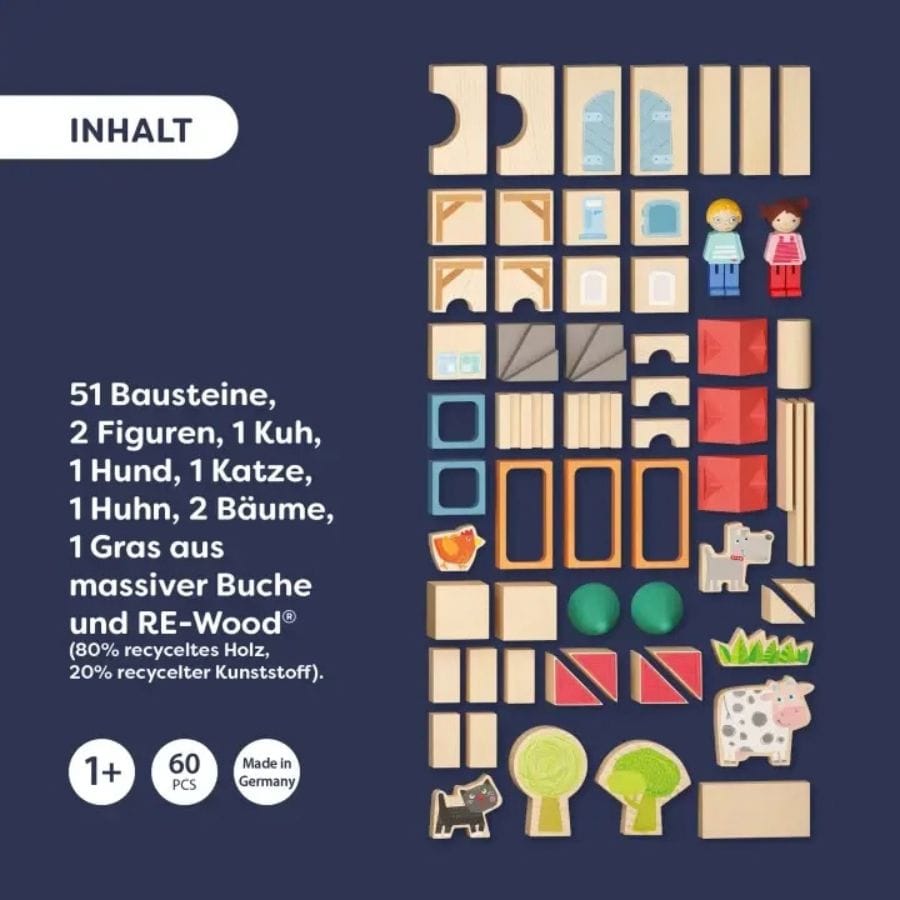 HABA Bausteinwelt My 1st Block World – Unsere große Farm mit 41 Teilen ab 1 Jahr