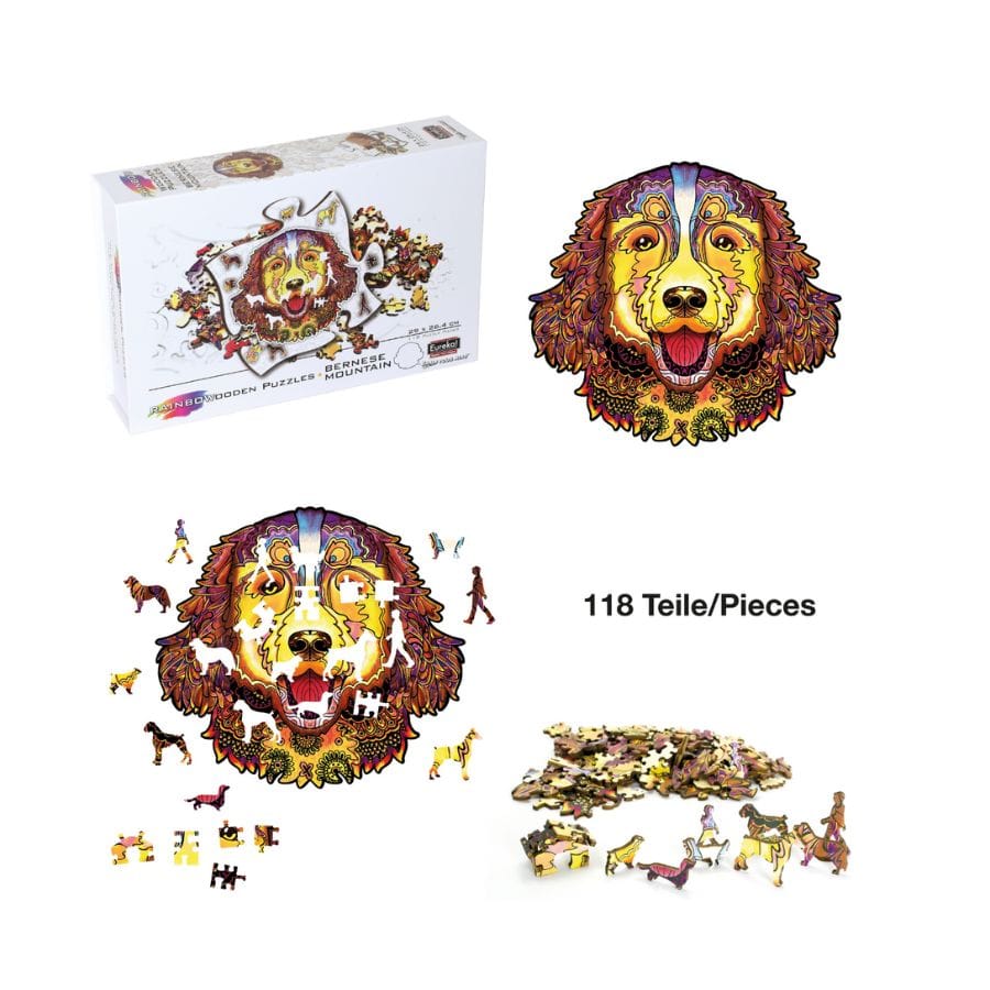 Bartl Puzzle Eureka Holzpuzzle Berner Sennenhund – 118 Teile, Tierform-Puzzle ab 8 Jahre